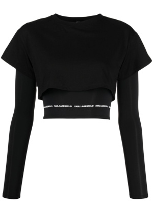 

Layered cotton cropped top, Karl Lagerfeld Layered cotton cropped top