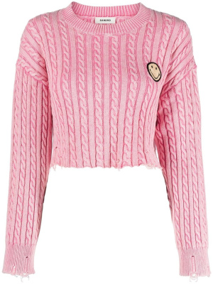 

Frayed-edge cable-knit jumper, SANDRO Frayed-edge cable-knit jumper