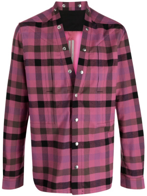 

Gingham-check long-sleeve shirt, Rick Owens Gingham-check long-sleeve shirt