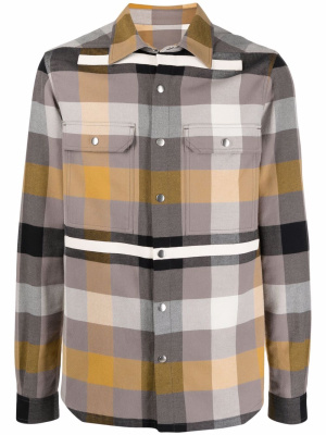 

Plaid-print long-sleeve outer shirt, Rick Owens Plaid-print long-sleeve outer shirt
