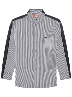 

Embroidered-logo striped denim shirt, Diesel Embroidered-logo striped denim shirt