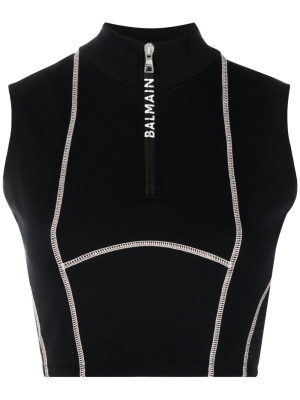 

Logo-print sleeveless crop top, Balmain Logo-print sleeveless crop top