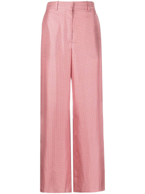 

Geometric-print wide-leg silk trousers, Lanvin Geometric-print wide-leg silk trousers