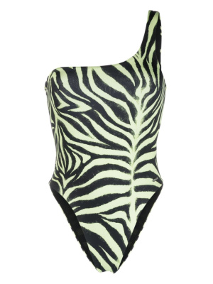 

Zebra-print one-shoulder swimsuit, HUGO Zebra-print one-shoulder swimsuit