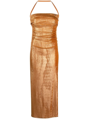 

Metallic ruched halterneck dress, Diesel Metallic ruched halterneck dress