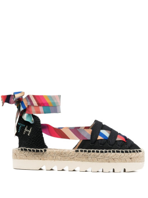 

Ribbon-detailing logo-embroidered espadrilles, Paul Smith Ribbon-detailing logo-embroidered espadrilles