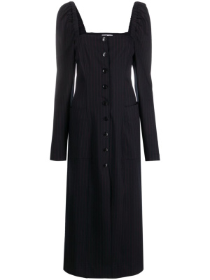 

Striped square-neck midi dress, GANNI Striped square-neck midi dress