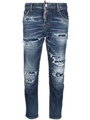 

Distressed logo-patch cropped jeans, Dsquared2 Distressed logo-patch cropped jeans