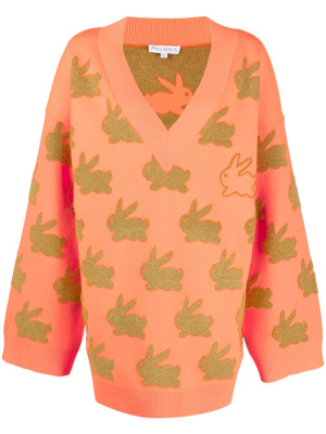 

Bunny-intarsia V-neck jumper, JW Anderson Bunny-intarsia V-neck jumper