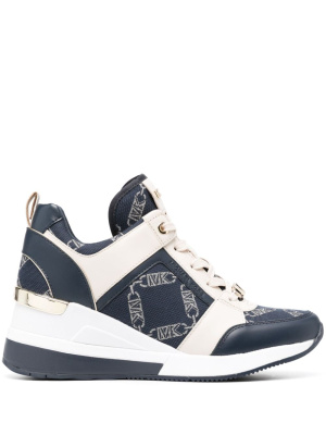 

Lace-up leather-trim sneakers, Michael Kors Lace-up leather-trim sneakers