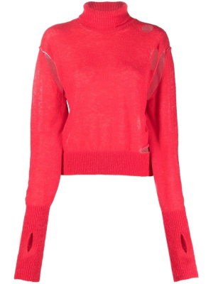 

Distressed-effect high-neck jumper, MM6 Maison Margiela Distressed-effect high-neck jumper