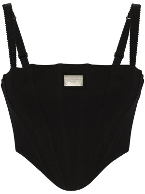 

Logo-plaque cropped bustier top, Dolce & Gabbana Logo-plaque cropped bustier top