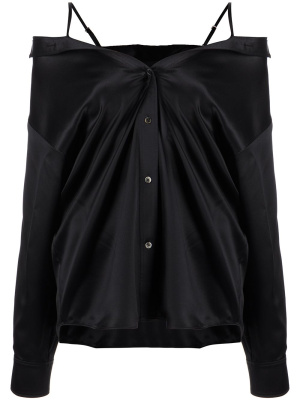 

Off-shoulder satin shirt, Alexander Wang Off-shoulder satin shirt