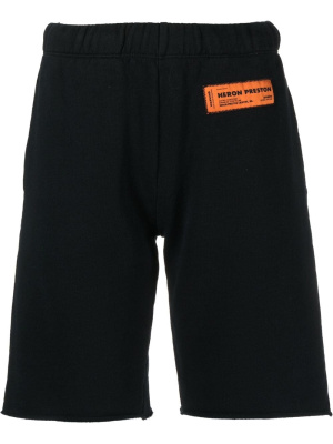 

Logo-patch organic-cotton knee-length shorts, Heron Preston Logo-patch organic-cotton knee-length shorts
