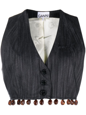 

Bead-embellished striped vest, GANNI Bead-embellished striped vest