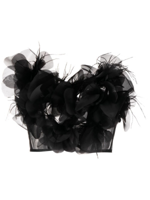 

Strapless feather-detail top, Loulou Strapless feather-detail top