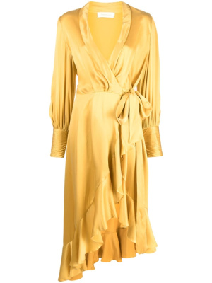 

Ruffled silk wrap midi dress, ZIMMERMANN Ruffled silk wrap midi dress