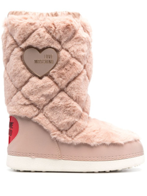 

Logo-plaque faux-fur boots, Love Moschino Logo-plaque faux-fur boots