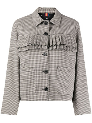 

Check-print pleated fitted jacket, PS Paul Smith Check-print pleated fitted jacket