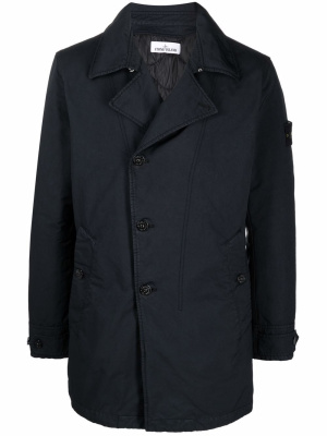 

Button-up logo-patch coat, Stone Island Button-up logo-patch coat