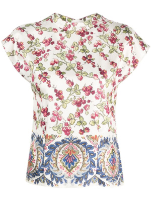 

Berry-print silk T-shirt, ETRO Berry-print silk T-shirt