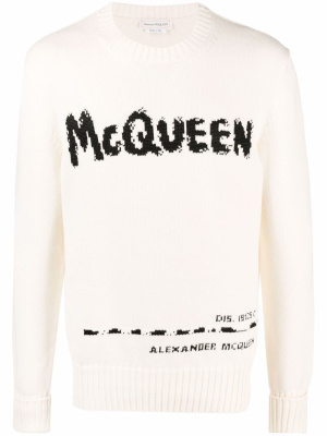 

Graffiti intarsia-knit jumper, Alexander McQueen Graffiti intarsia-knit jumper