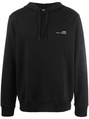 

Logo-print cotton drawstring hoodie, A.P.C. Logo-print cotton drawstring hoodie