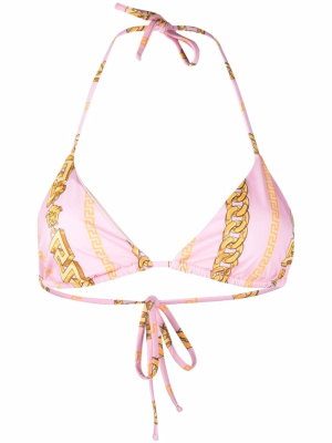 

Chain-print triangle bikini top, Versace Chain-print triangle bikini top