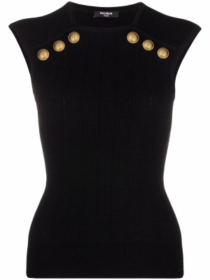 

Button-embellished knitted top, Balmain Button-embellished knitted top