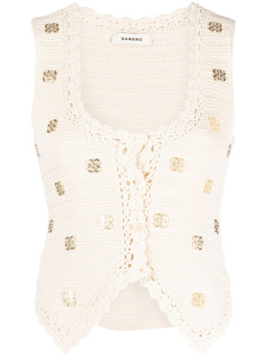 

Scallop-edge knitted top, SANDRO Scallop-edge knitted top