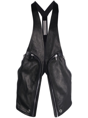 

Open-front leather gilet, Rick Owens Open-front leather gilet