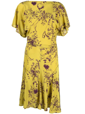 

Draped-sleeve silk flared dress, Victoria Beckham Draped-sleeve silk flared dress