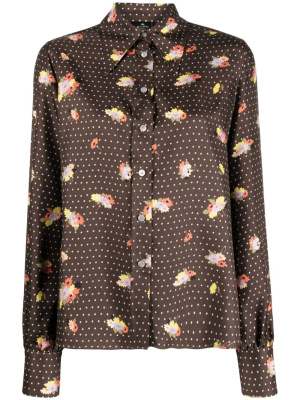 

Polka-dot floral-print silk shirt, ETRO Polka-dot floral-print silk shirt