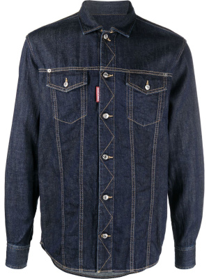 

Logo-patch detail denim shirt, Dsquared2 Logo-patch detail denim shirt