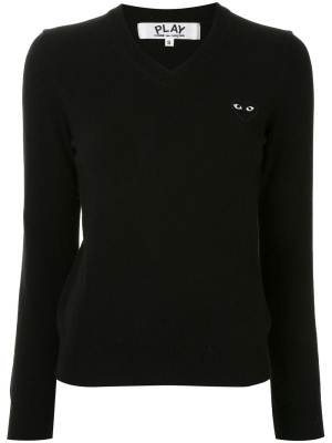 

Logo embroidered v-neck jumper, Comme Des Garçons Play Logo embroidered v-neck jumper