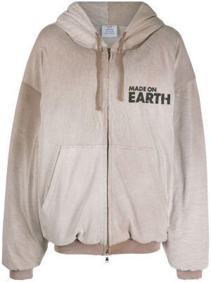 

Slogan-print zip-up hoodie, VETEMENTS Slogan-print zip-up hoodie