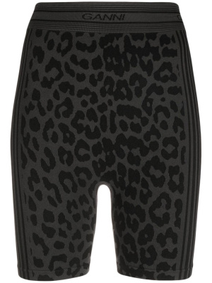 

Leopard-print bike shorts, GANNI Leopard-print bike shorts