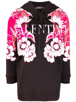 

Floral-print logo hoodie, Valentino Garavani Floral-print logo hoodie