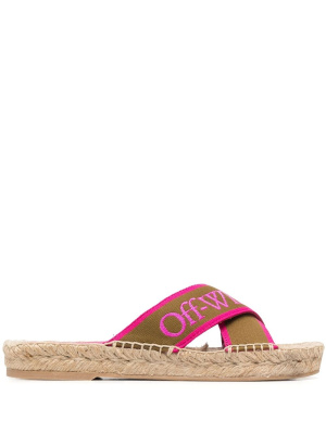 

Logo-strap raffia sole sandals, Off-White Logo-strap raffia sole sandals