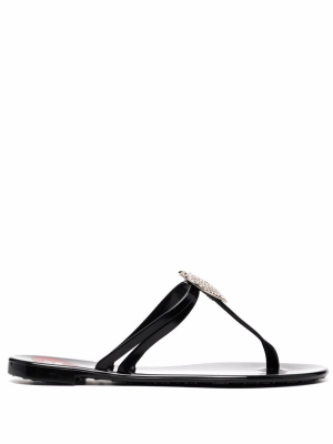 

Crystal heart thong sandals, Love Moschino Crystal heart thong sandals