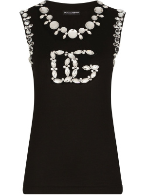 

Logo gem-studded tank top, Dolce & Gabbana Logo gem-studded tank top