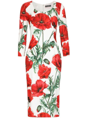 

Poppy-print midi dress, Dolce & Gabbana Poppy-print midi dress