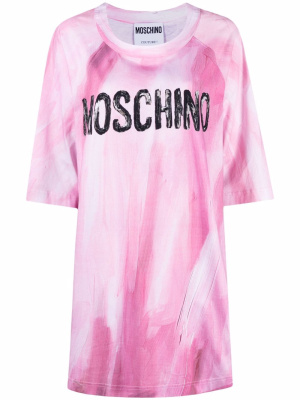 

Brushstroke logo-print T-shirt dress, Moschino Brushstroke logo-print T-shirt dress