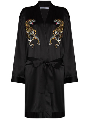 

Tiger-embroidered belted robe, Alexander Wang Tiger-embroidered belted robe