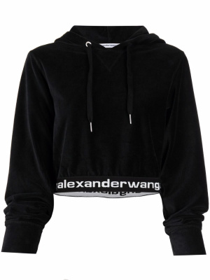 

Cropped logo-waistband hoodie, Alexander Wang Cropped logo-waistband hoodie