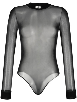 

Logo-embroidered mesh bodysuit, Heron Preston Logo-embroidered mesh bodysuit