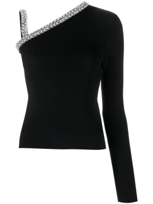 

Faux-pearl one-shoulder top, Karl Lagerfeld Faux-pearl one-shoulder top
