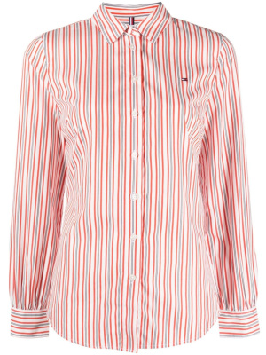 

Striped logo-embroidered cotton shirt, Tommy Hilfiger Striped logo-embroidered cotton shirt