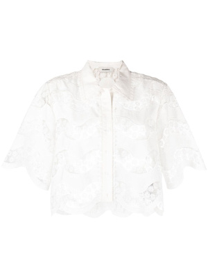 

Scallop-edge embroidered blouse, SANDRO Scallop-edge embroidered blouse