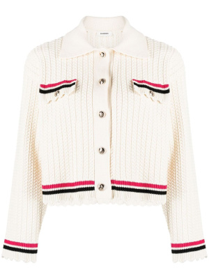 

Scalloped-trim ribbed cardigan, SANDRO Scalloped-trim ribbed cardigan